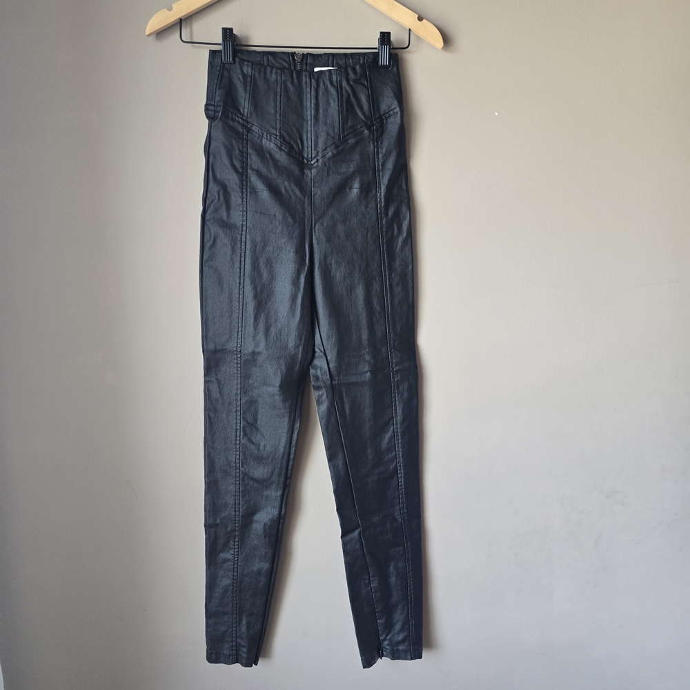 Meshki Black Faux Leather Bodycon Pants Size Small